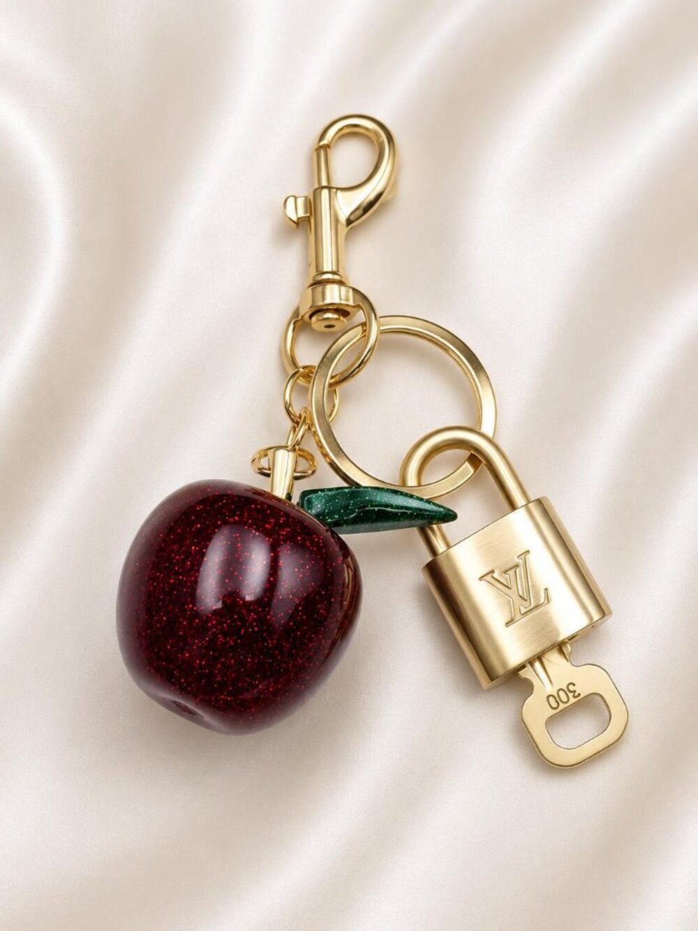 Louis Vuitton Gold Padlock 🔑 Authentic LV Unbranded Apple Keychain Bag Charm